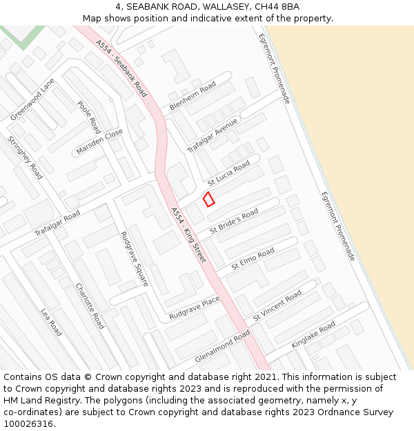 4, SEABANK ROAD, WALLASEY, CH44 8BA: Location map and indicative extent of plot