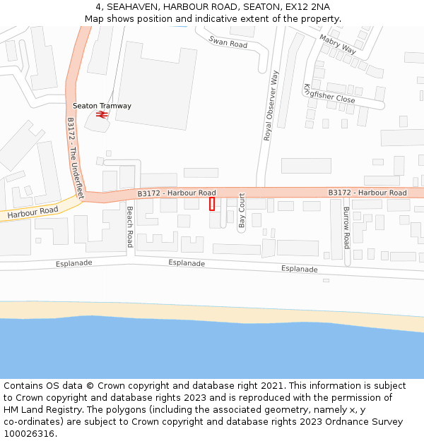 4, SEAHAVEN, HARBOUR ROAD, SEATON, EX12 2NA: Location map and indicative extent of plot