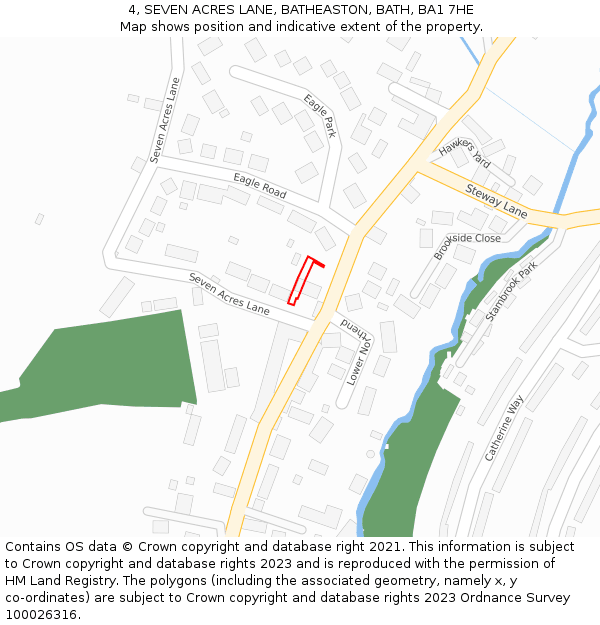4, SEVEN ACRES LANE, BATHEASTON, BATH, BA1 7HE: Location map and indicative extent of plot