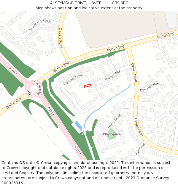4, SEYMOUR DRIVE, HAVERHILL, CB9 9PG: Location map and indicative extent of plot