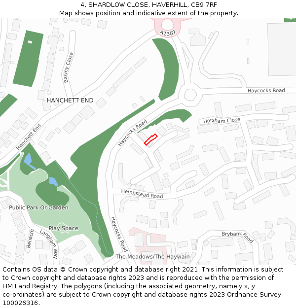 4, SHARDLOW CLOSE, HAVERHILL, CB9 7RF: Location map and indicative extent of plot