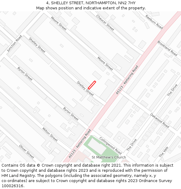 4, SHELLEY STREET, NORTHAMPTON, NN2 7HY: Location map and indicative extent of plot