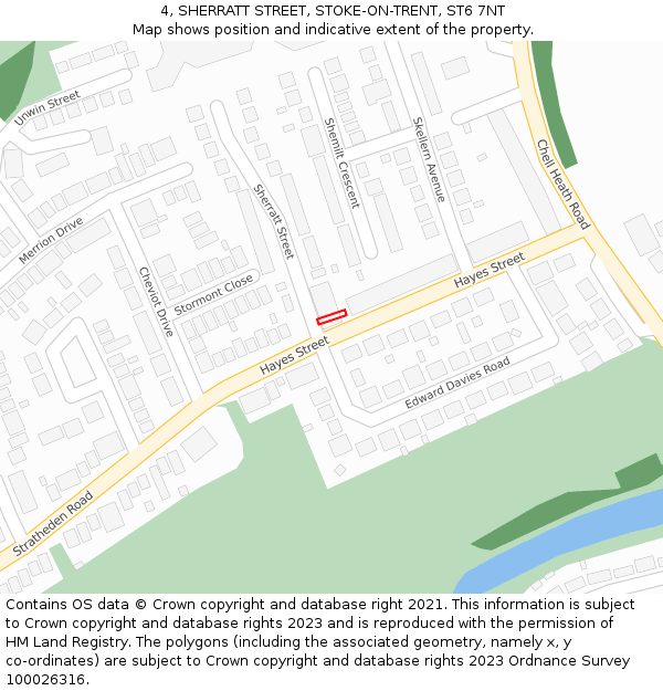 4, SHERRATT STREET, STOKE-ON-TRENT, ST6 7NT: Location map and indicative extent of plot