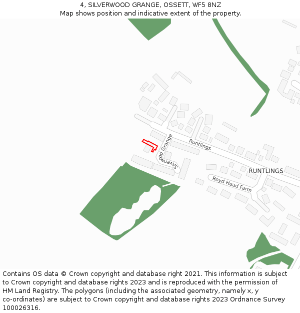 4, SILVERWOOD GRANGE, OSSETT, WF5 8NZ: Location map and indicative extent of plot