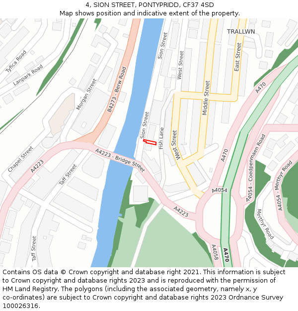 4, SION STREET, PONTYPRIDD, CF37 4SD: Location map and indicative extent of plot