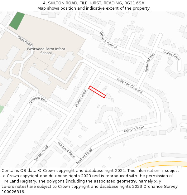 4, SKILTON ROAD, TILEHURST, READING, RG31 6SA: Location map and indicative extent of plot