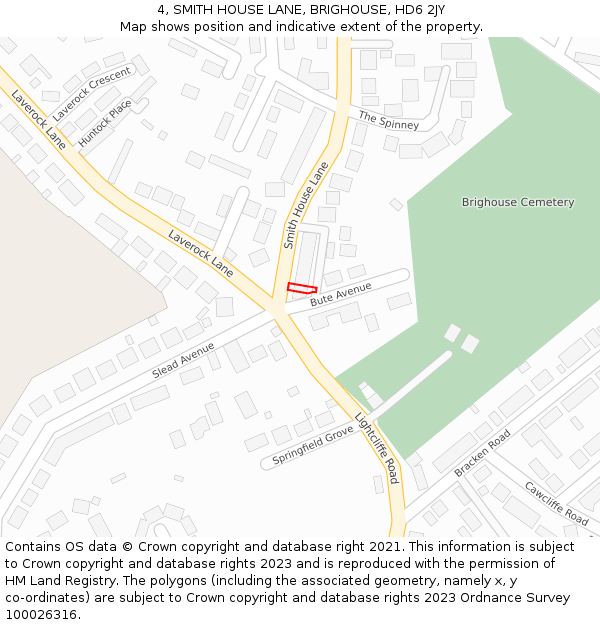4, SMITH HOUSE LANE, BRIGHOUSE, HD6 2JY: Location map and indicative extent of plot