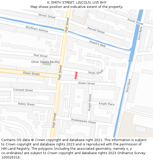 4, SMITH STREET, LINCOLN, LN5 8HY: Location map and indicative extent of plot