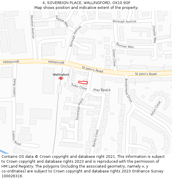 4, SOVEREIGN PLACE, WALLINGFORD, OX10 9GF: Location map and indicative extent of plot