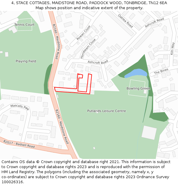 4, STACE COTTAGES, MAIDSTONE ROAD, PADDOCK WOOD, TONBRIDGE, TN12 6EA: Location map and indicative extent of plot