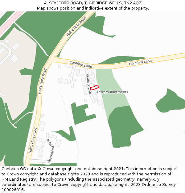 4, STAFFORD ROAD, TUNBRIDGE WELLS, TN2 4QZ: Location map and indicative extent of plot