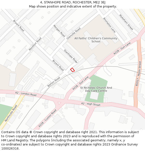 4, STANHOPE ROAD, ROCHESTER, ME2 3EJ: Location map and indicative extent of plot