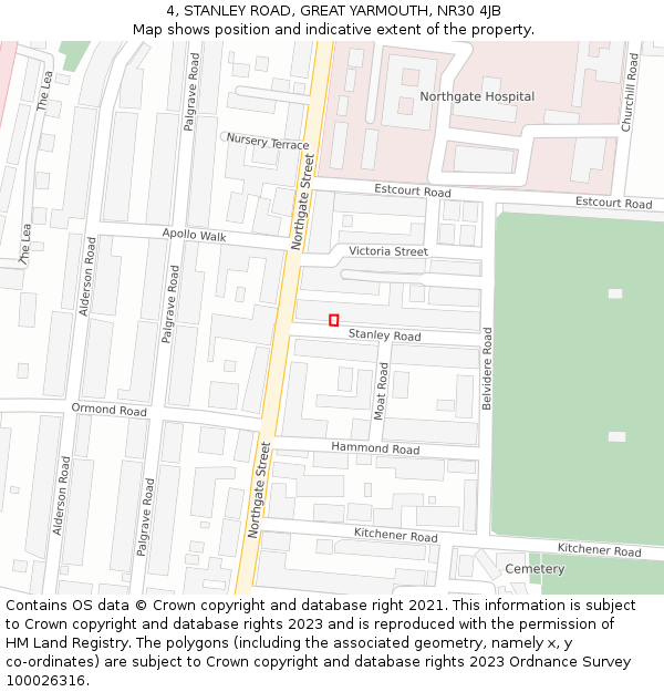 4, STANLEY ROAD, GREAT YARMOUTH, NR30 4JB: Location map and indicative extent of plot