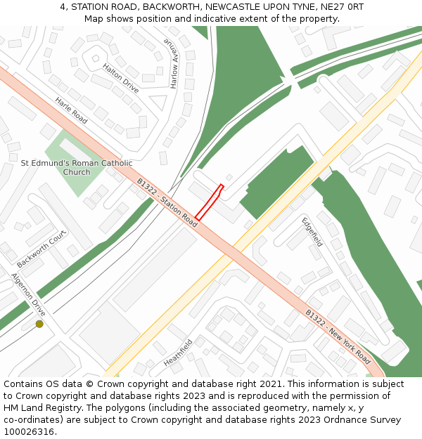 4, STATION ROAD, BACKWORTH, NEWCASTLE UPON TYNE, NE27 0RT: Location map and indicative extent of plot