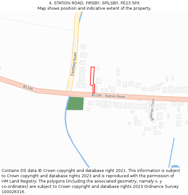 4, STATION ROAD, FIRSBY, SPILSBY, PE23 5PX: Location map and indicative extent of plot