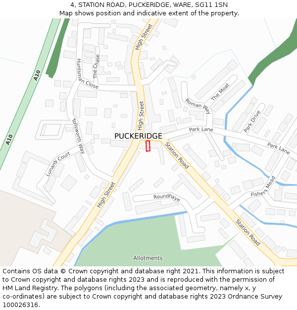 4, STATION ROAD, PUCKERIDGE, WARE, SG11 1SN: Location map and indicative extent of plot