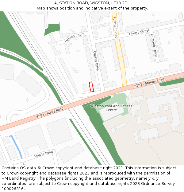 4, STATION ROAD, WIGSTON, LE18 2DH: Location map and indicative extent of plot