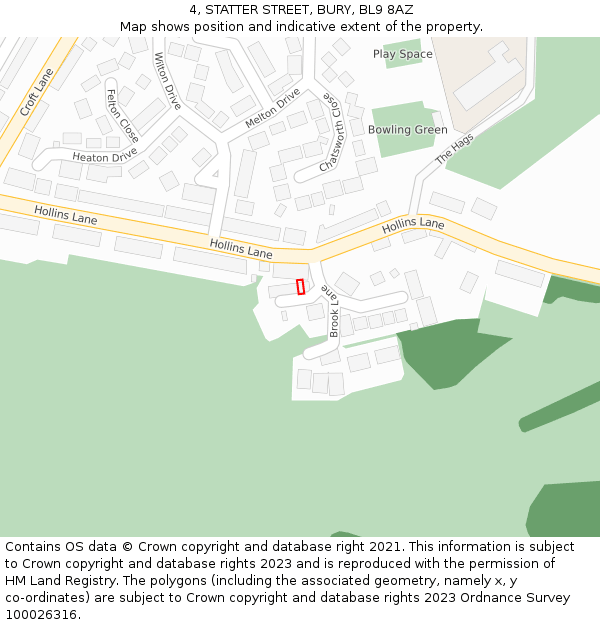 4, STATTER STREET, BURY, BL9 8AZ: Location map and indicative extent of plot