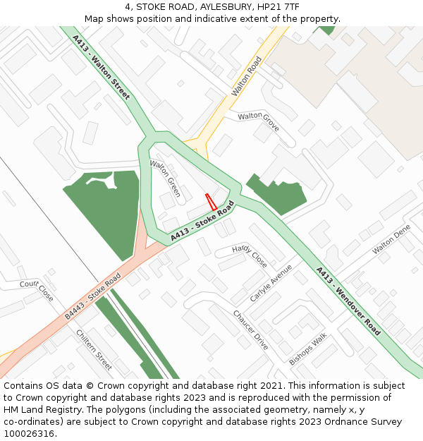 4, STOKE ROAD, AYLESBURY, HP21 7TF: Location map and indicative extent of plot