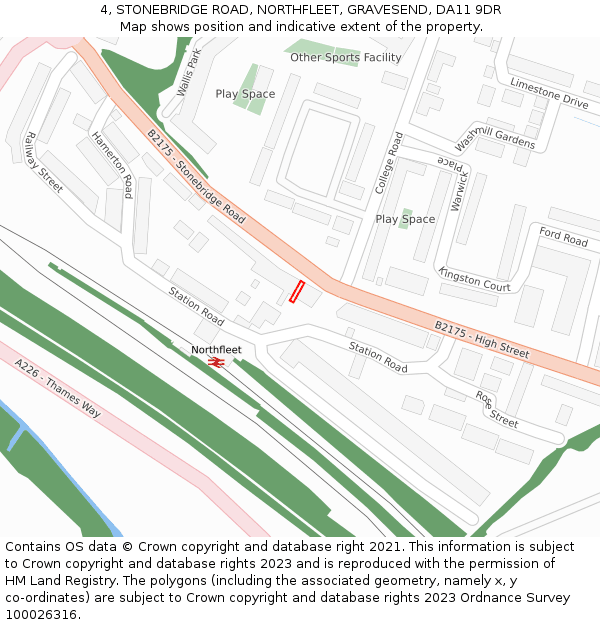 4, STONEBRIDGE ROAD, NORTHFLEET, GRAVESEND, DA11 9DR: Location map and indicative extent of plot