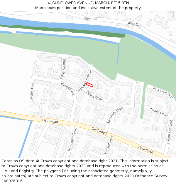 4, SUNFLOWER AVENUE, MARCH, PE15 9TN: Location map and indicative extent of plot