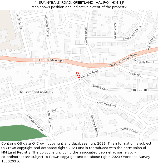 4, SUNNYBANK ROAD, GREETLAND, HALIFAX, HX4 8JP: Location map and indicative extent of plot