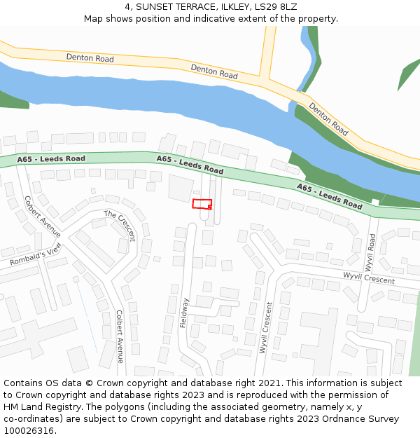 4, SUNSET TERRACE, ILKLEY, LS29 8LZ: Location map and indicative extent of plot