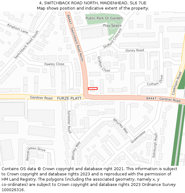 4, SWITCHBACK ROAD NORTH, MAIDENHEAD, SL6 7UE: Location map and indicative extent of plot