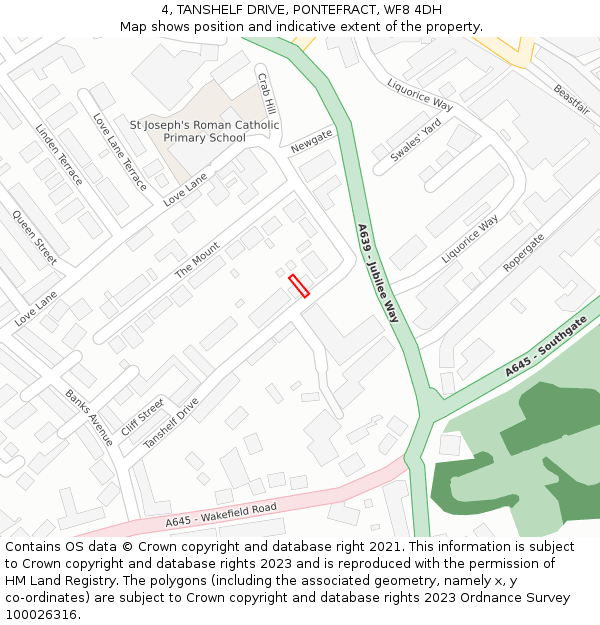 4, TANSHELF DRIVE, PONTEFRACT, WF8 4DH: Location map and indicative extent of plot