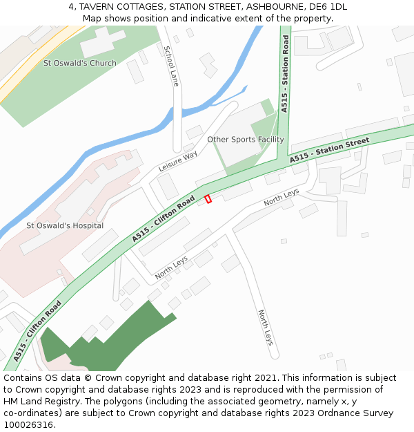 4, TAVERN COTTAGES, STATION STREET, ASHBOURNE, DE6 1DL: Location map and indicative extent of plot