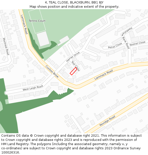 4, TEAL CLOSE, BLACKBURN, BB1 8JY: Location map and indicative extent of plot