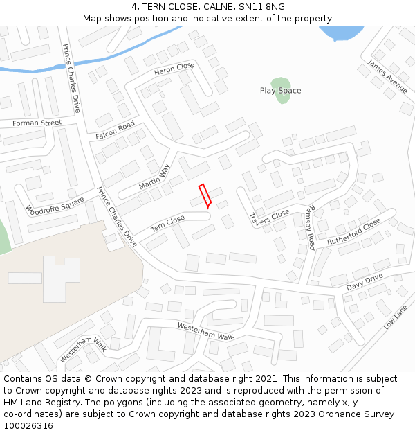 4, TERN CLOSE, CALNE, SN11 8NG: Location map and indicative extent of plot
