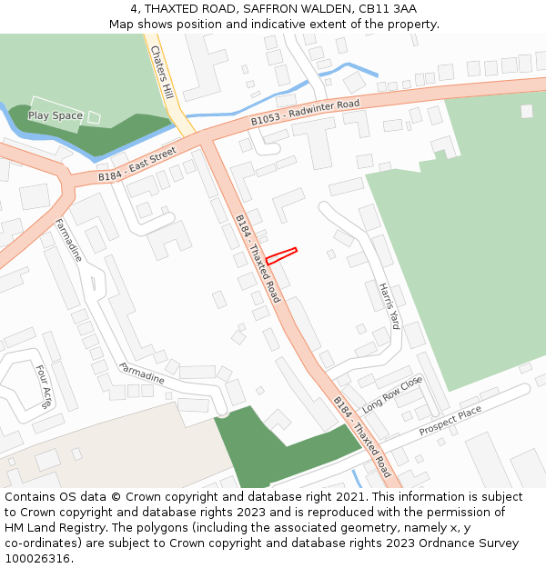 4, THAXTED ROAD, SAFFRON WALDEN, CB11 3AA: Location map and indicative extent of plot