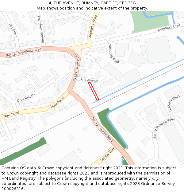 4, THE AVENUE, RUMNEY, CARDIFF, CF3 3EG: Location map and indicative extent of plot