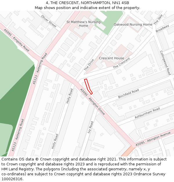 4, THE CRESCENT, NORTHAMPTON, NN1 4SB: Location map and indicative extent of plot