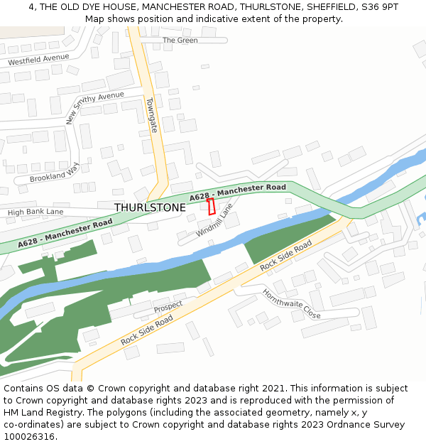 4, THE OLD DYE HOUSE, MANCHESTER ROAD, THURLSTONE, SHEFFIELD, S36 9PT: Location map and indicative extent of plot