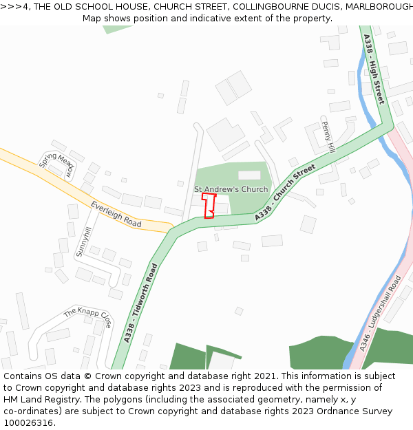 4, THE OLD SCHOOL HOUSE, CHURCH STREET, COLLINGBOURNE DUCIS, MARLBOROUGH, SN8 3FJ: Location map and indicative extent of plot