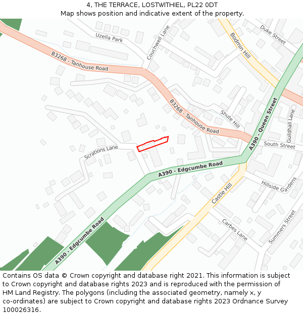 4, THE TERRACE, LOSTWITHIEL, PL22 0DT: Location map and indicative extent of plot