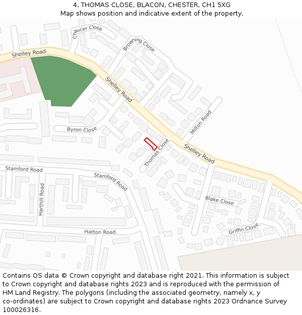 4, THOMAS CLOSE, BLACON, CHESTER, CH1 5XG: Location map and indicative extent of plot