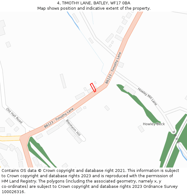 4, TIMOTHY LANE, BATLEY, WF17 0BA: Location map and indicative extent of plot