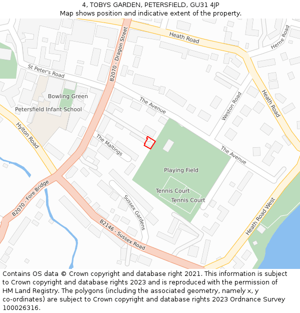 4, TOBYS GARDEN, PETERSFIELD, GU31 4JP: Location map and indicative extent of plot