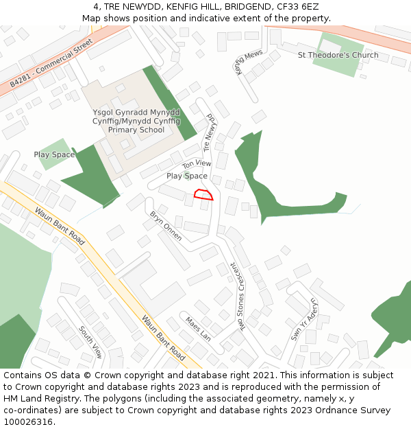 4, TRE NEWYDD, KENFIG HILL, BRIDGEND, CF33 6EZ: Location map and indicative extent of plot
