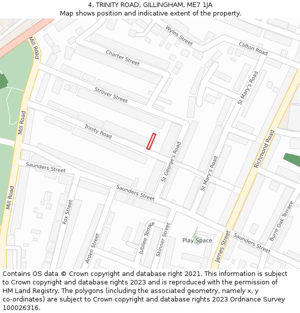 4, TRINITY ROAD, GILLINGHAM, ME7 1JA: Location map and indicative extent of plot