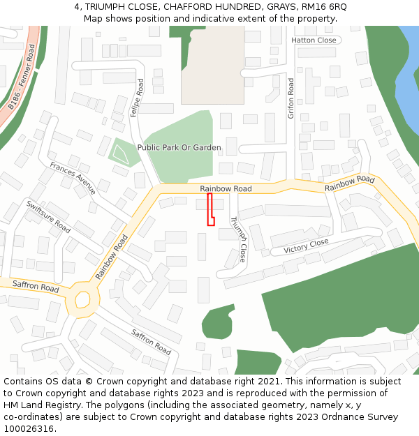 4, TRIUMPH CLOSE, CHAFFORD HUNDRED, GRAYS, RM16 6RQ: Location map and indicative extent of plot