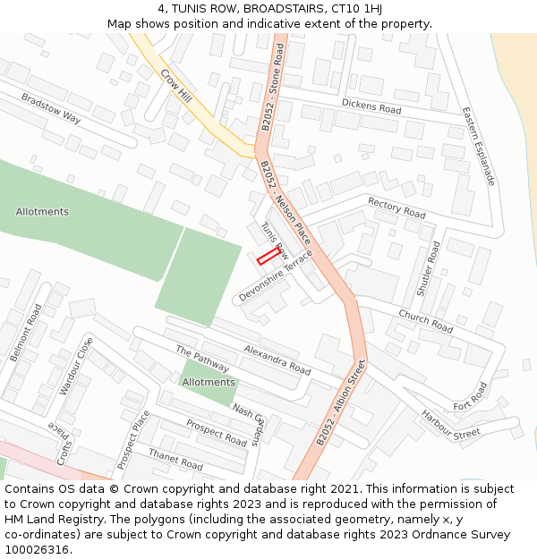 4, TUNIS ROW, BROADSTAIRS, CT10 1HJ: Location map and indicative extent of plot
