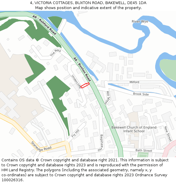 4, VICTORIA COTTAGES, BUXTON ROAD, BAKEWELL, DE45 1DA: Location map and indicative extent of plot