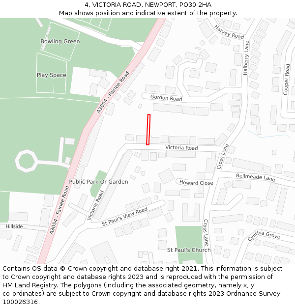 4, VICTORIA ROAD, NEWPORT, PO30 2HA: Location map and indicative extent of plot
