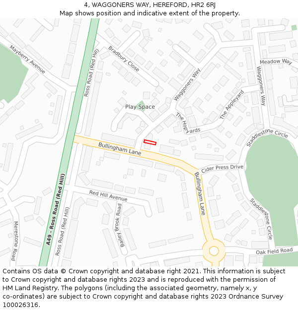 4, WAGGONERS WAY, HEREFORD, HR2 6RJ: Location map and indicative extent of plot