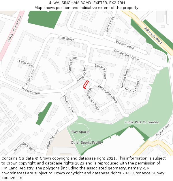 4, WALSINGHAM ROAD, EXETER, EX2 7RH: Location map and indicative extent of plot