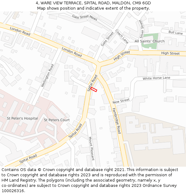 4, WARE VIEW TERRACE, SPITAL ROAD, MALDON, CM9 6GD: Location map and indicative extent of plot